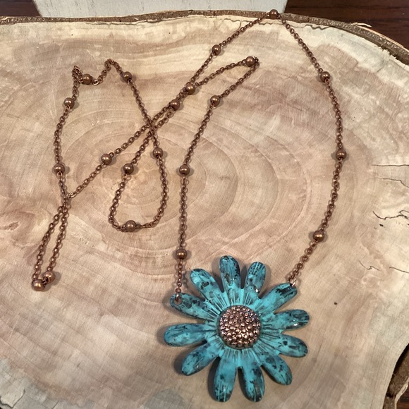 Turquoise Sunflower Necklace - Picture 1 of 5